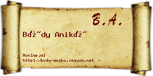 Bódy Anikó névjegykártya
